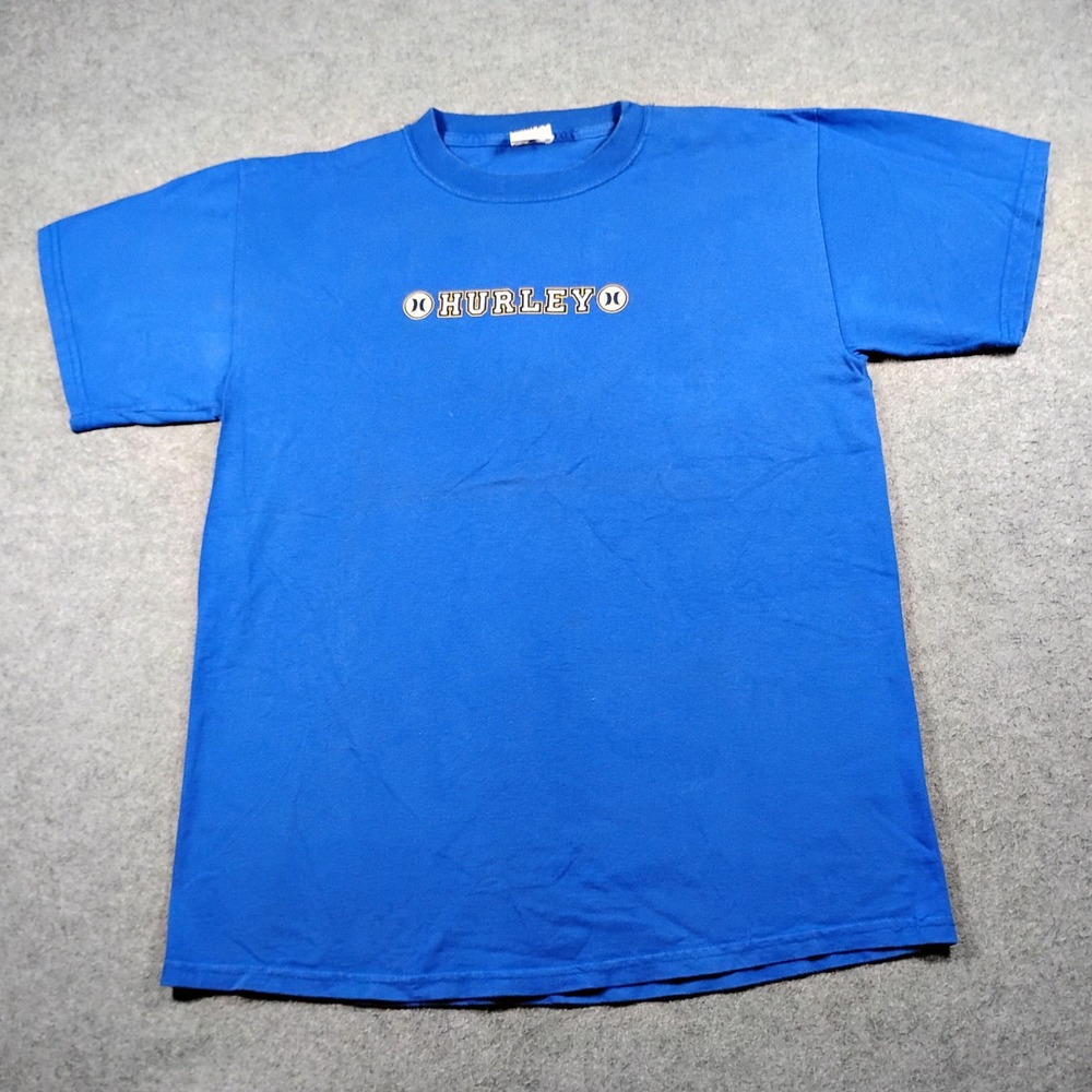 Vintage Hurley 999 Surf Skate Graphic Tee Shirt Men Size Large Blue USA Made